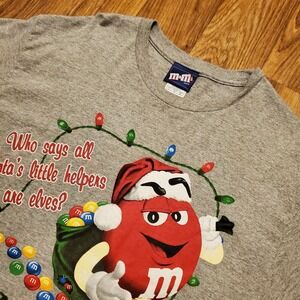 Vintage M&Ms Shirt Adult Large Gray Christmas Santa's Little Helpers Y2K 2005‎